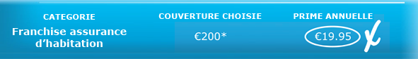 categorie - franchise assurance d'habitation couverture choisie - 200 euros prime annualle -  19,95 euros 